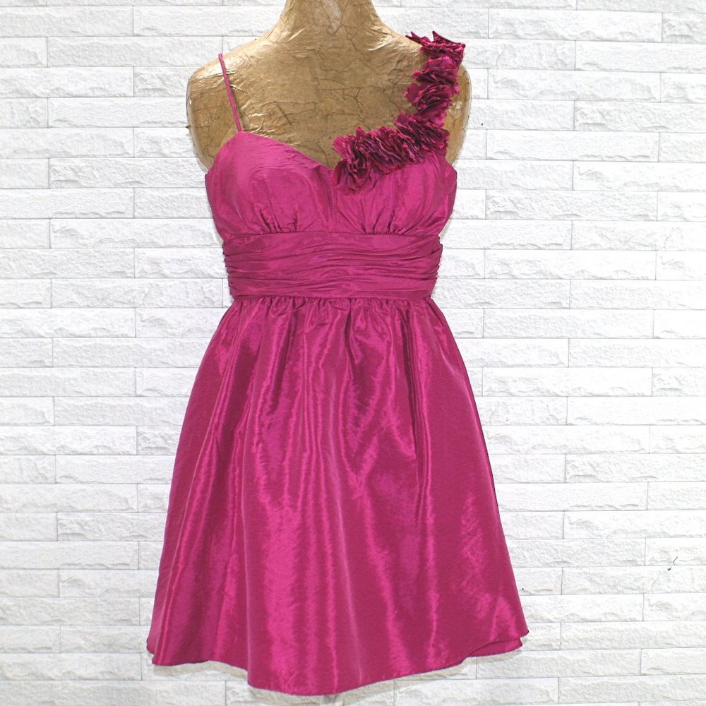 HAILEY LOGAN by Adrianna Papell Dress Pink One Shoulder Floral Detail Strap 5